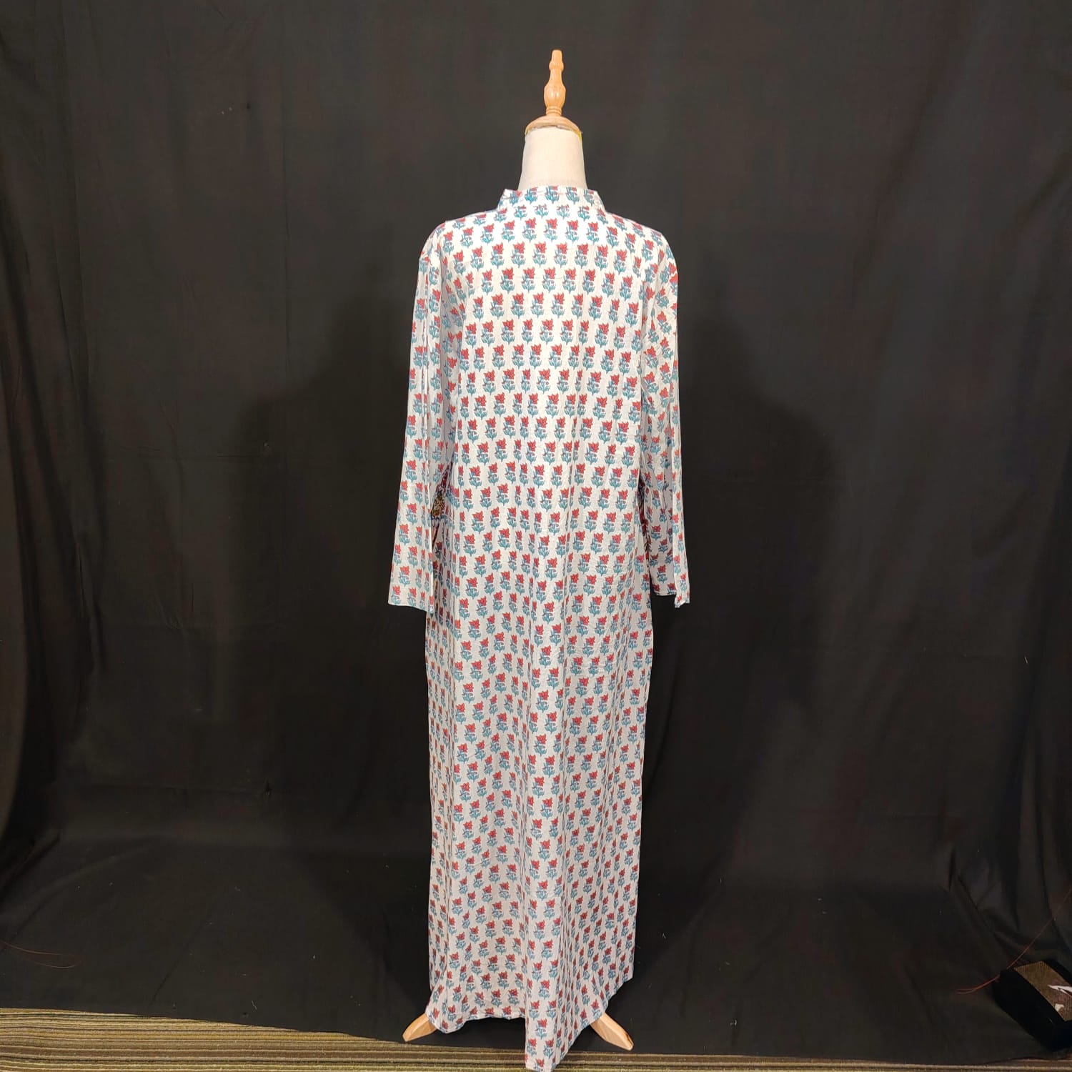 L-XL Honey Cotton Printed Dress 57" Long Jalabiya