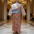 2XL-3XL Honey Printed Cotton Dress 57" Long Jalabiya With Sheila