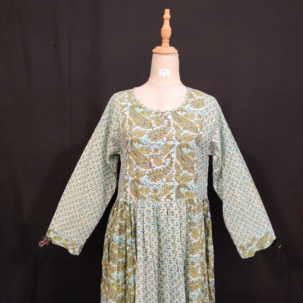S-M Hiba Printed Cotton Dress 57" Long Jalabiya