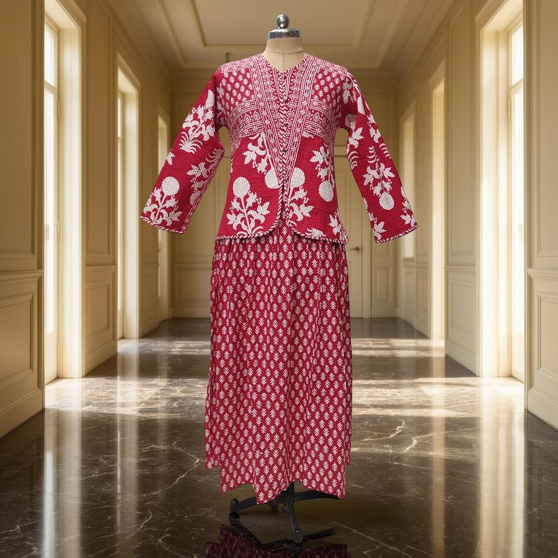 L/XL Hira Cotton Jacket & Jalabiya Set With Sheila length 57” Long