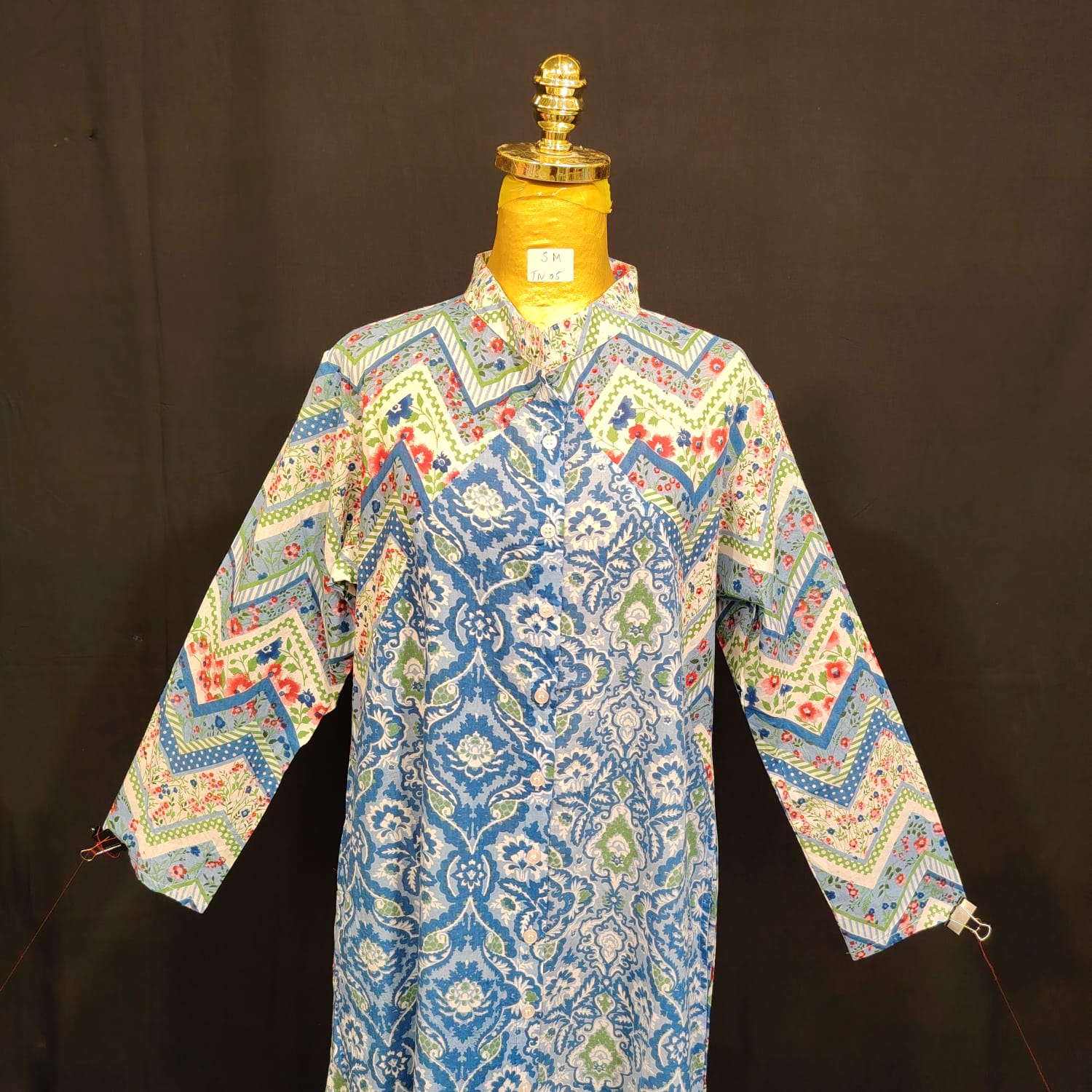 S-M Honey Printed Cotton Dress 57" Long Jalabiya