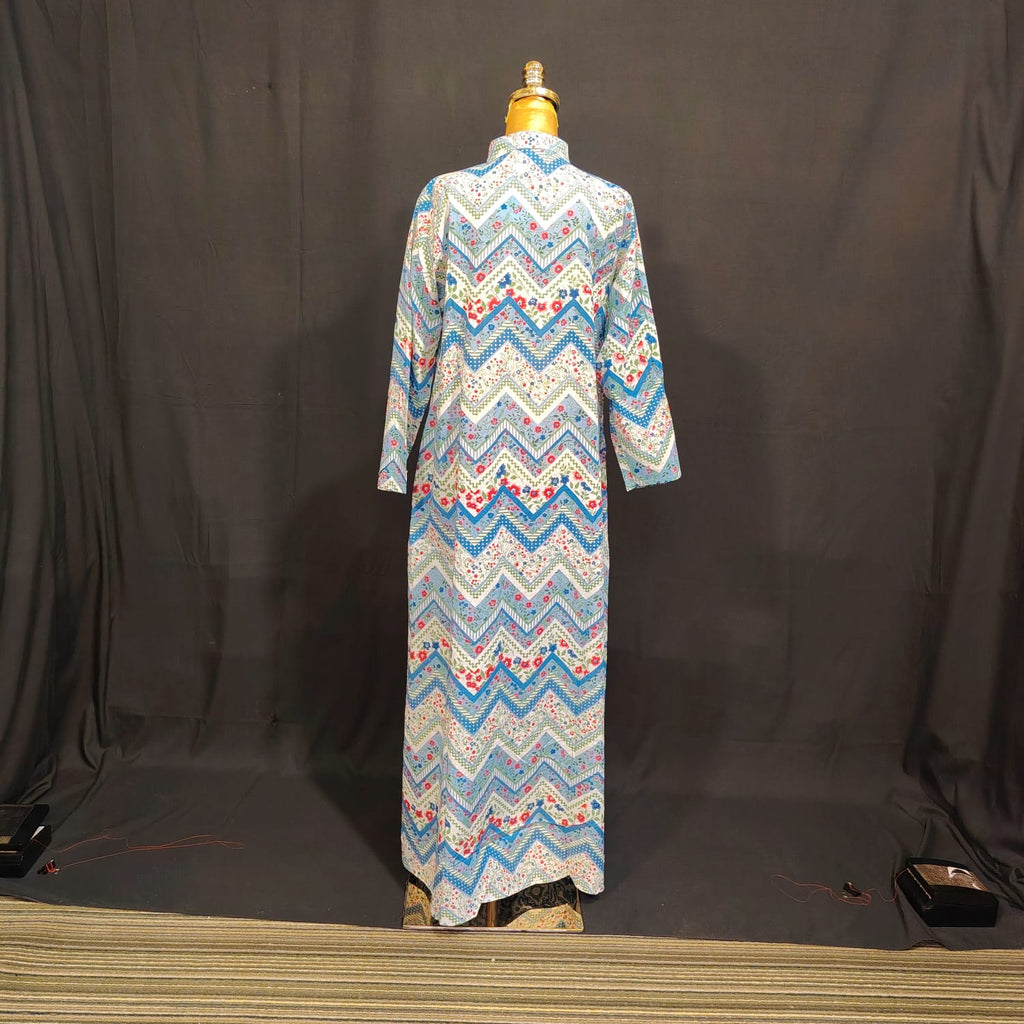 S-M Honey Printed Cotton Dress 57" Long Jalabiya