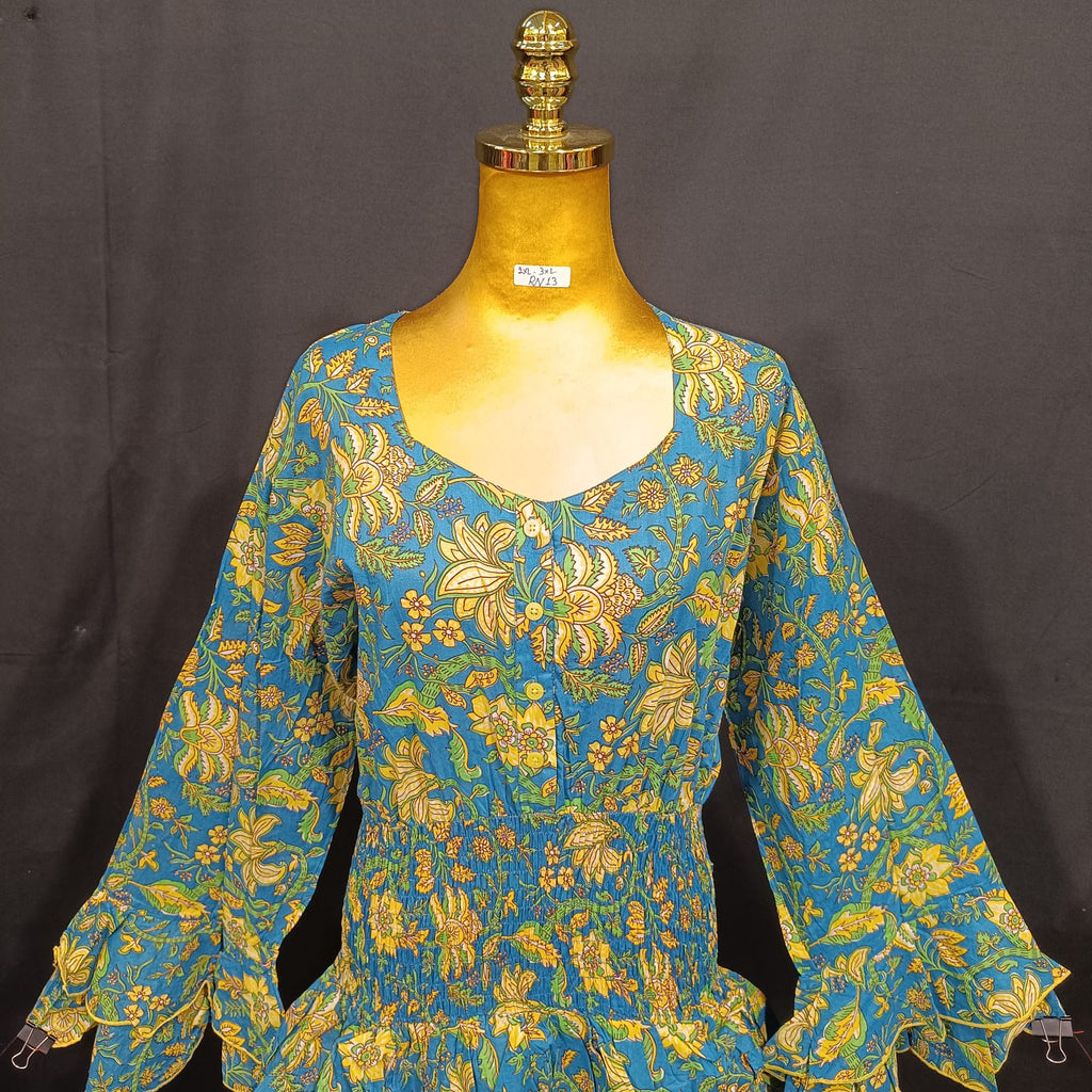 2XL/3XL Jawaria Printed Cotton Dress 57" Long Jalabiya