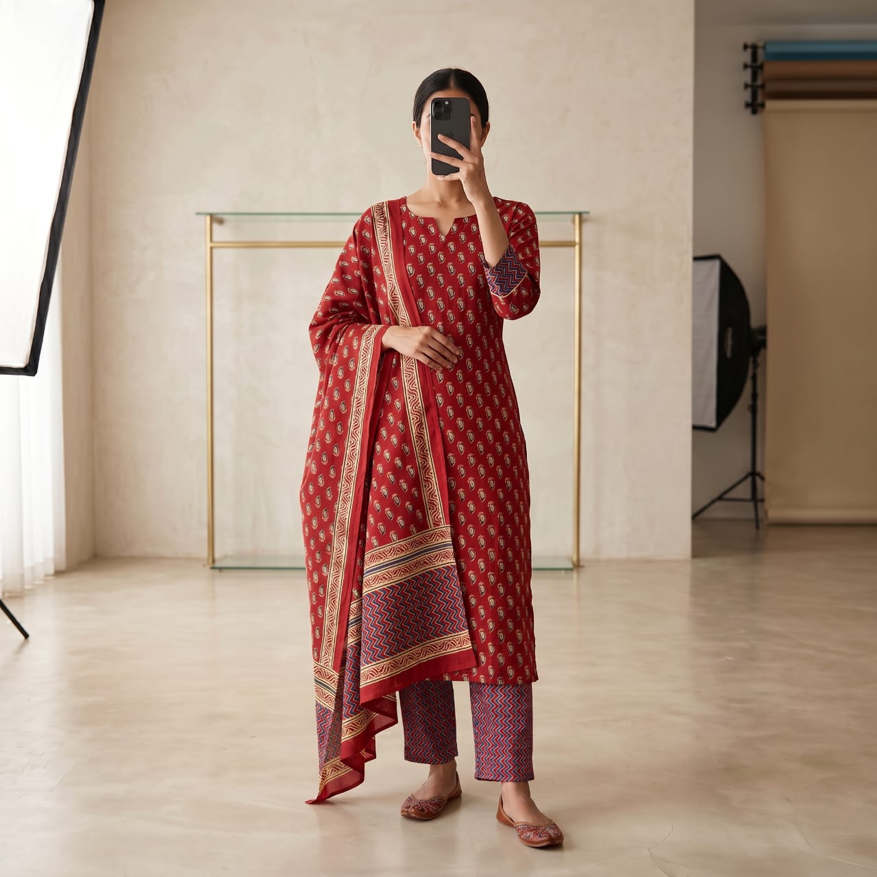 Premium Stitched Cotton Suit With Sheila