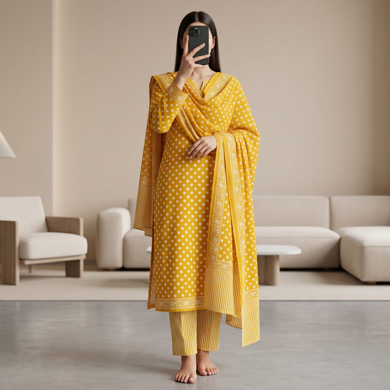 Premium Stitched Cotton Suit With Sheila