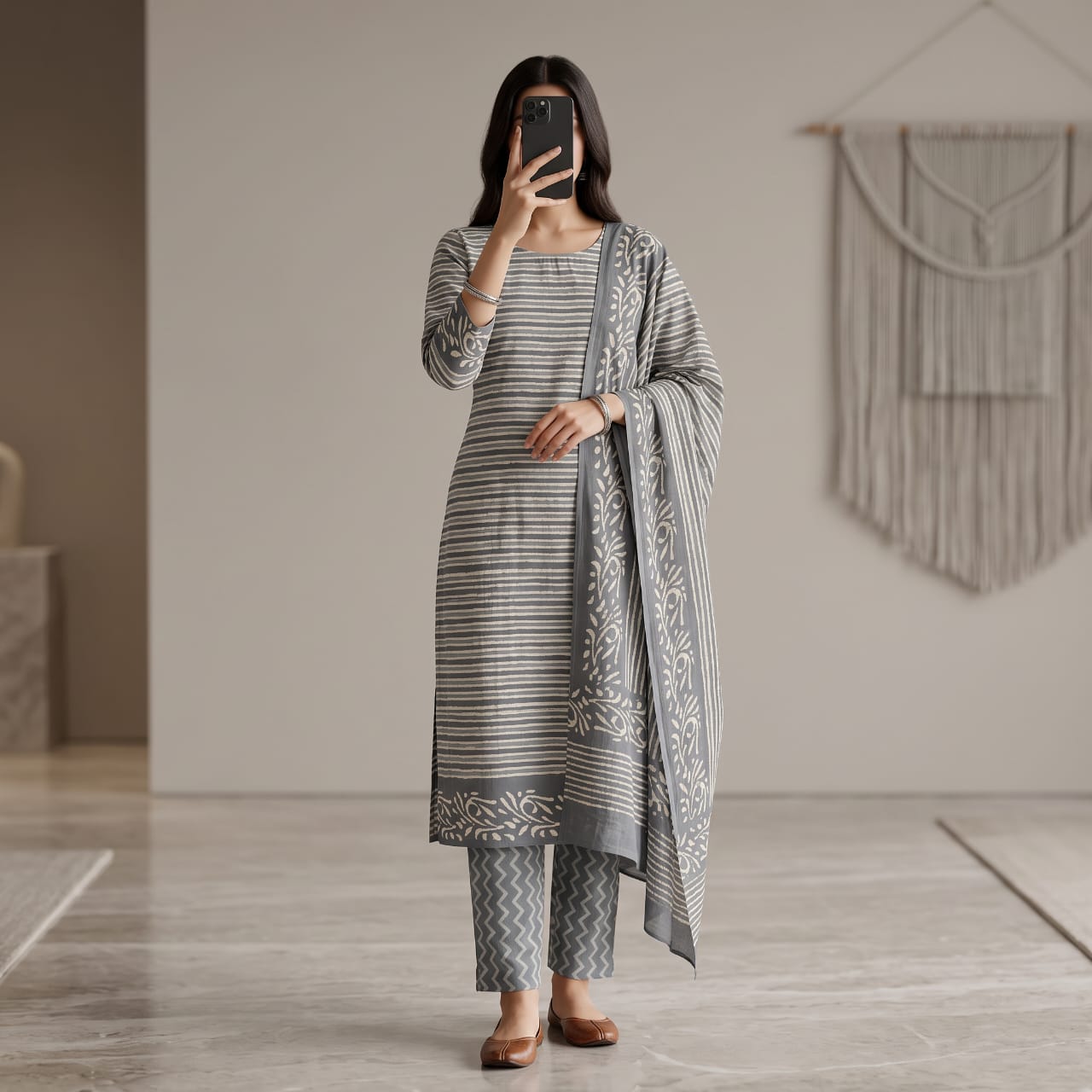 Premium Stitched Cotton Suit With Sheila