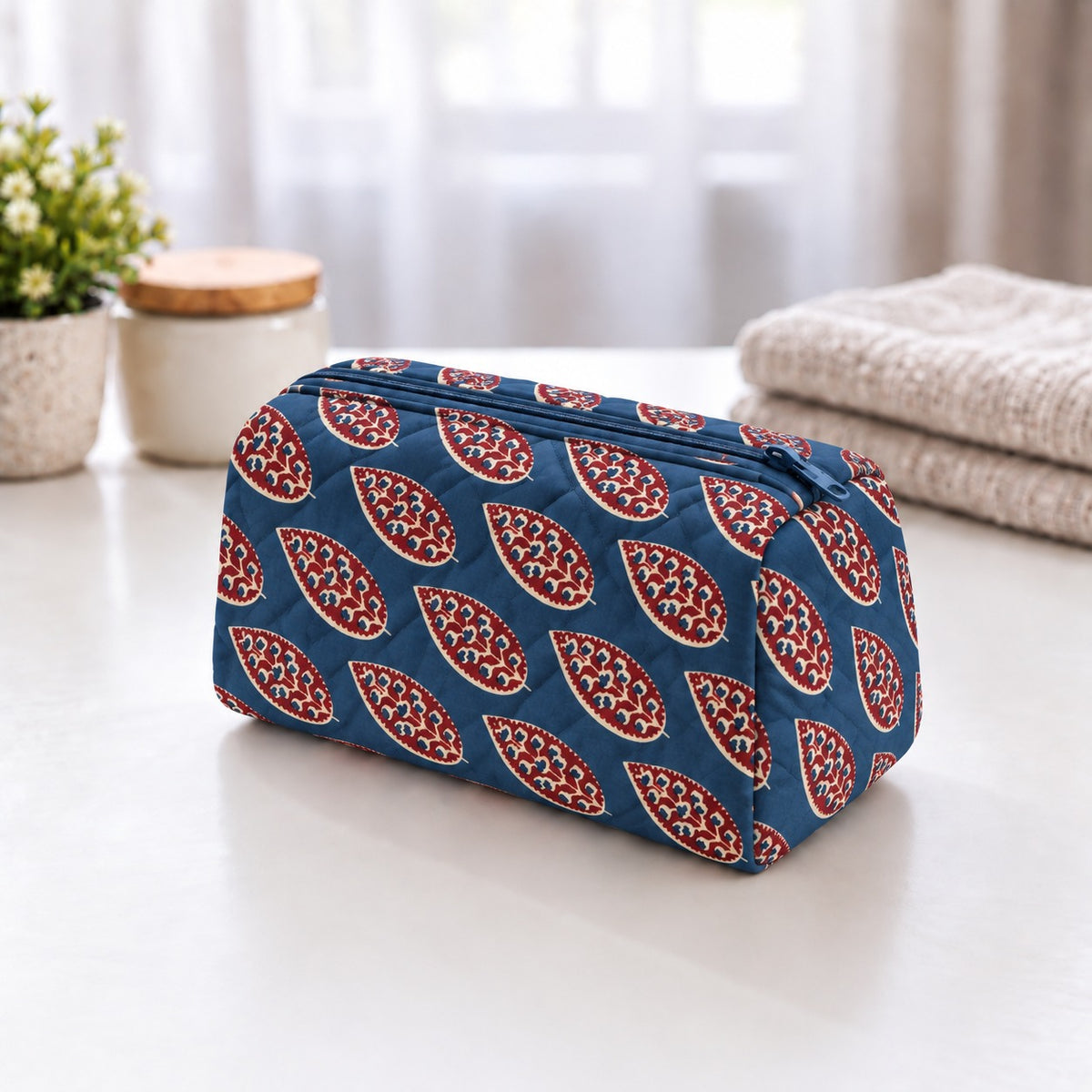 BG 2  Size Cotton Printed Cosmetic Bag With Zipper