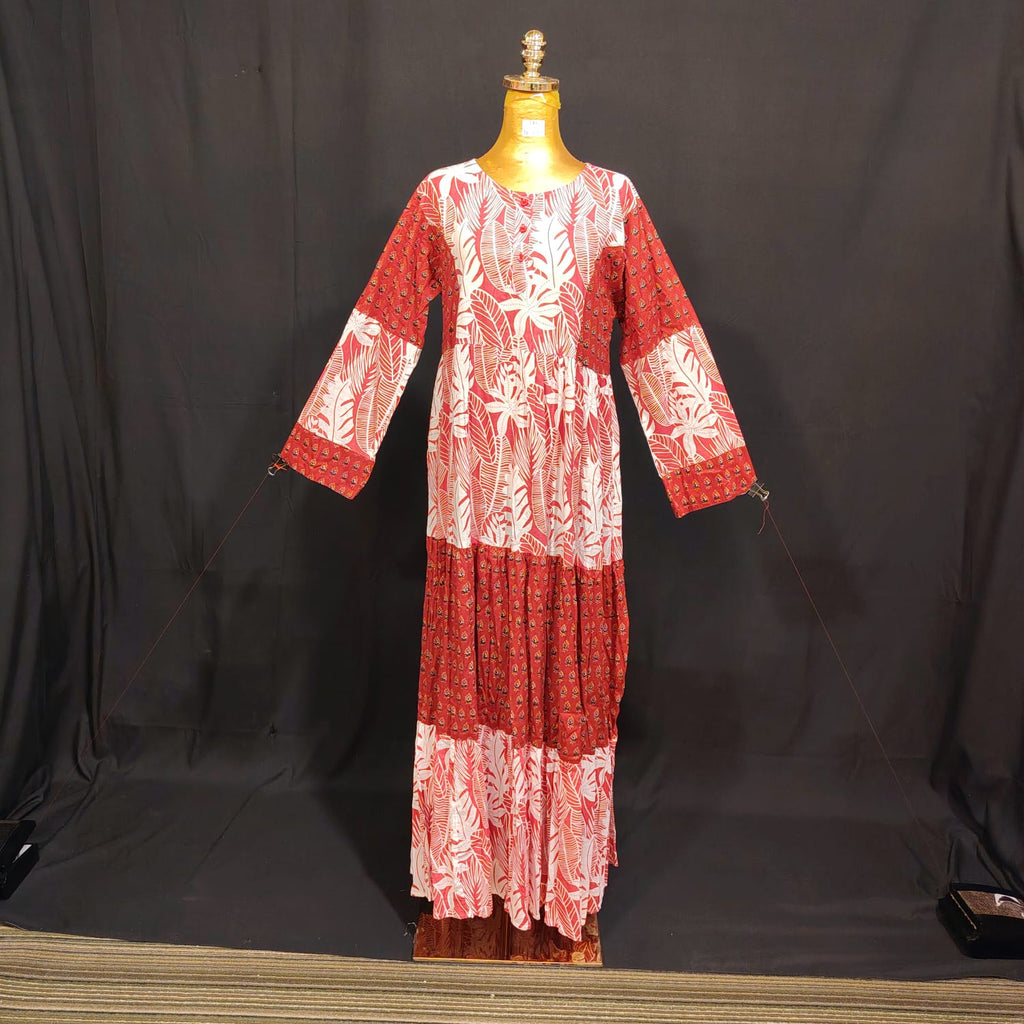 S-M Juhi Printed Cotton Dress 57" Long Jalabiya