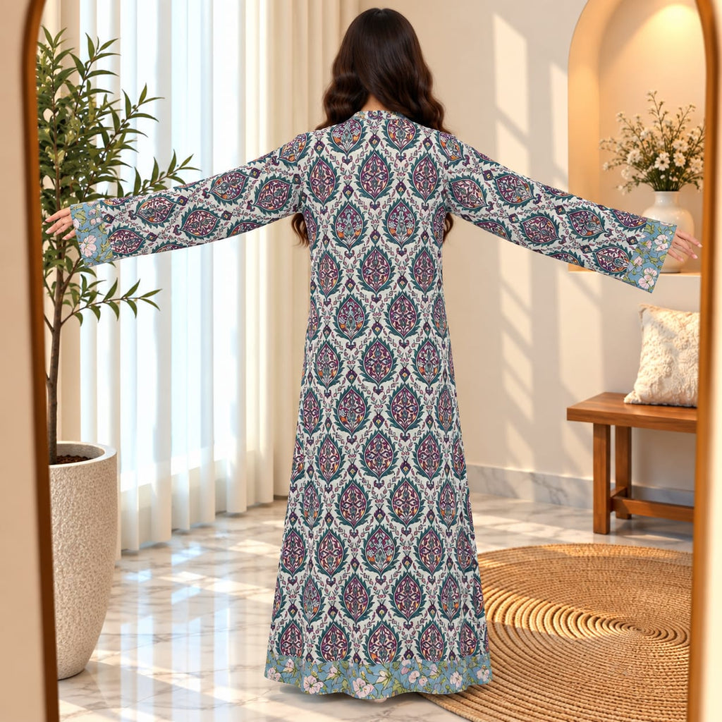 L/XL Lara Printed Cotton Long Dress Jalabiya – 57
