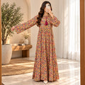 S/M Razia Printed Cotton Long Dress Jalabiya – 57"