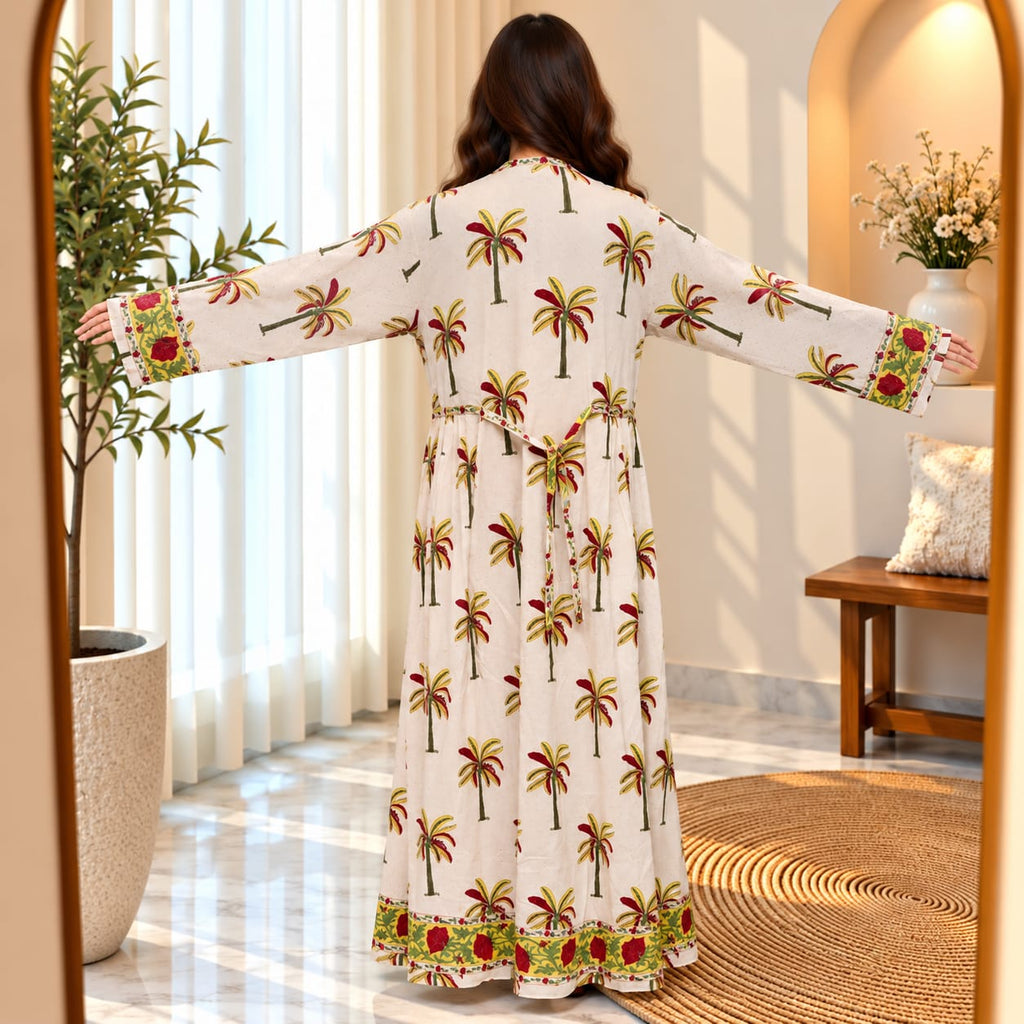 S/M Bhopali Printed Cotton Long Dress Jalabiya – 57"