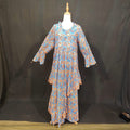 L-XL Jalila Cotton Printed Dress 57" Long Jalabiya