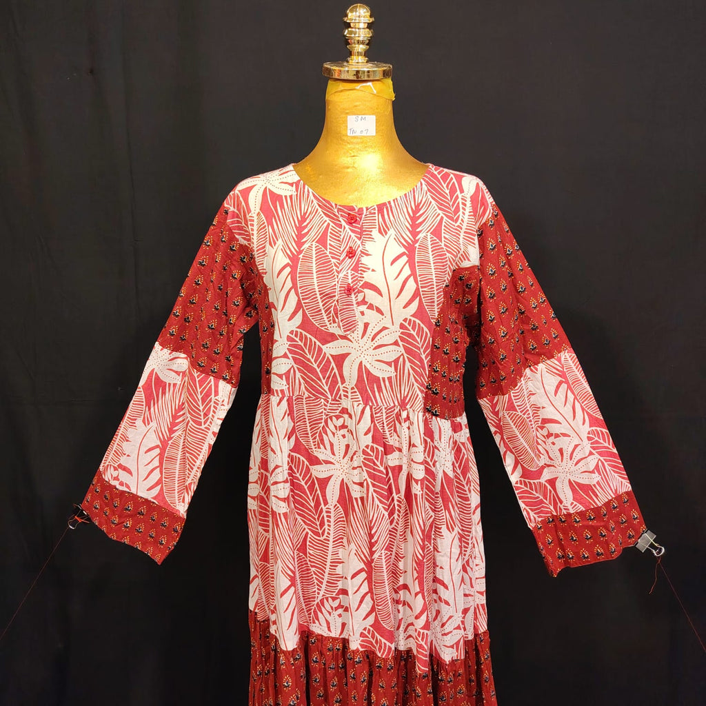 S-M Juhi Printed Cotton Dress 57" Long Jalabiya