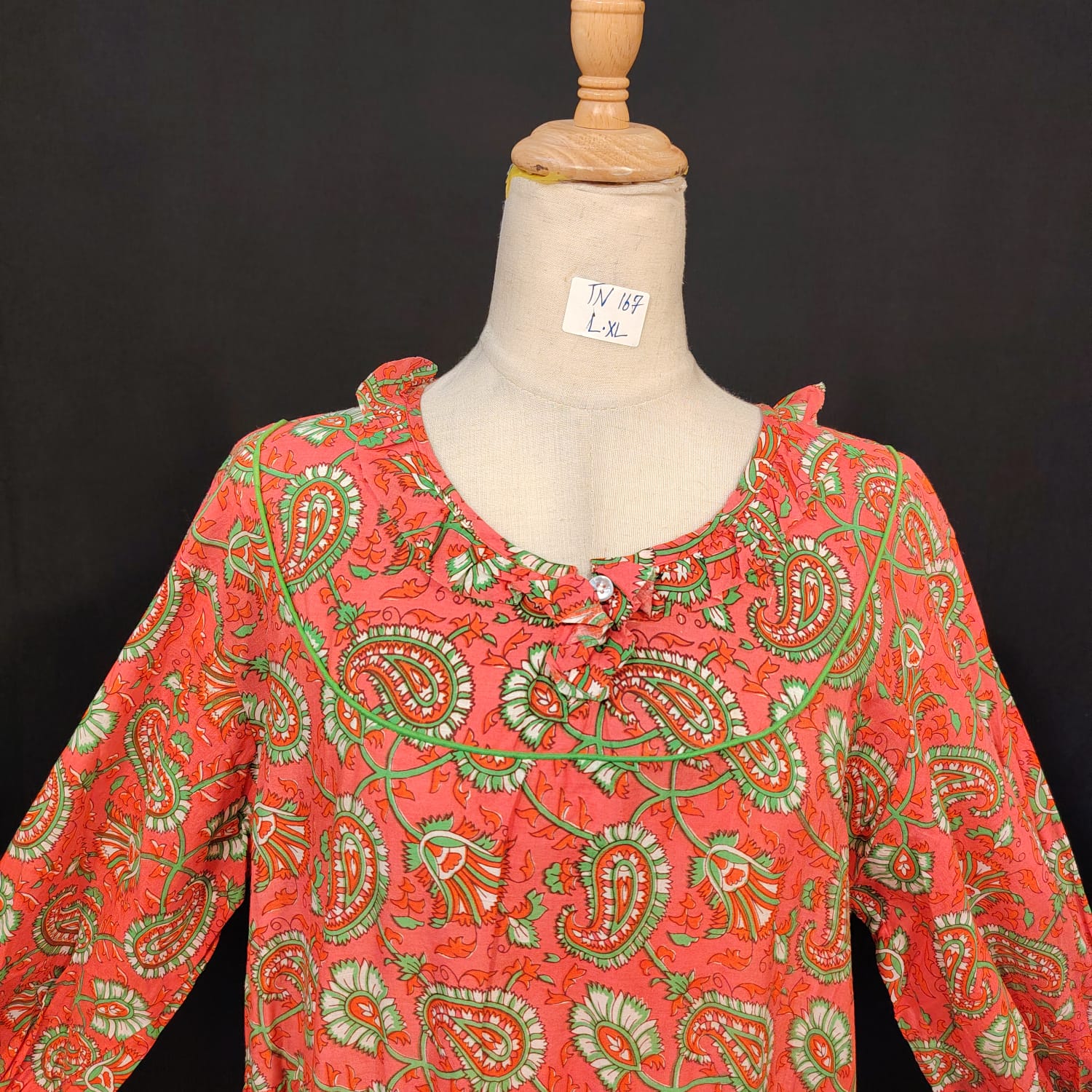 L-XL Jalila Cotton Printed Dress 57" Long Jalabiya
