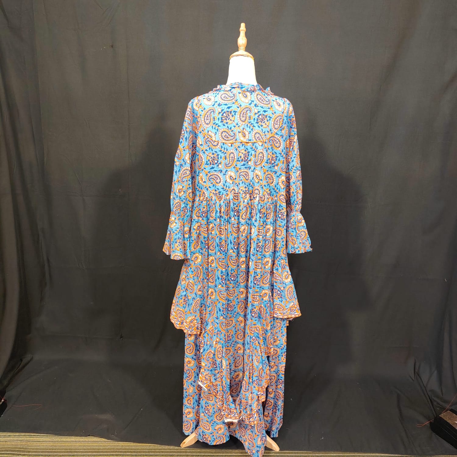 L-XL Jalila Cotton Printed Dress 57" Long Jalabiya