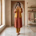 Premium Stitched Cotton Dress & Jacket 3 PCS Suit  2701