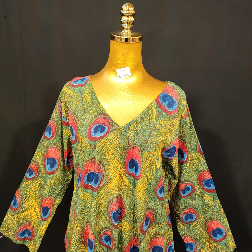 L-XL Khadija Cotton Printed Dress 57" Long Jalabiya