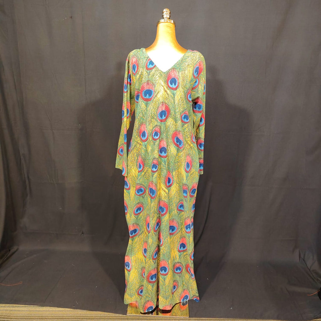 L-XL Khadija Cotton Printed Dress 57" Long Jalabiya