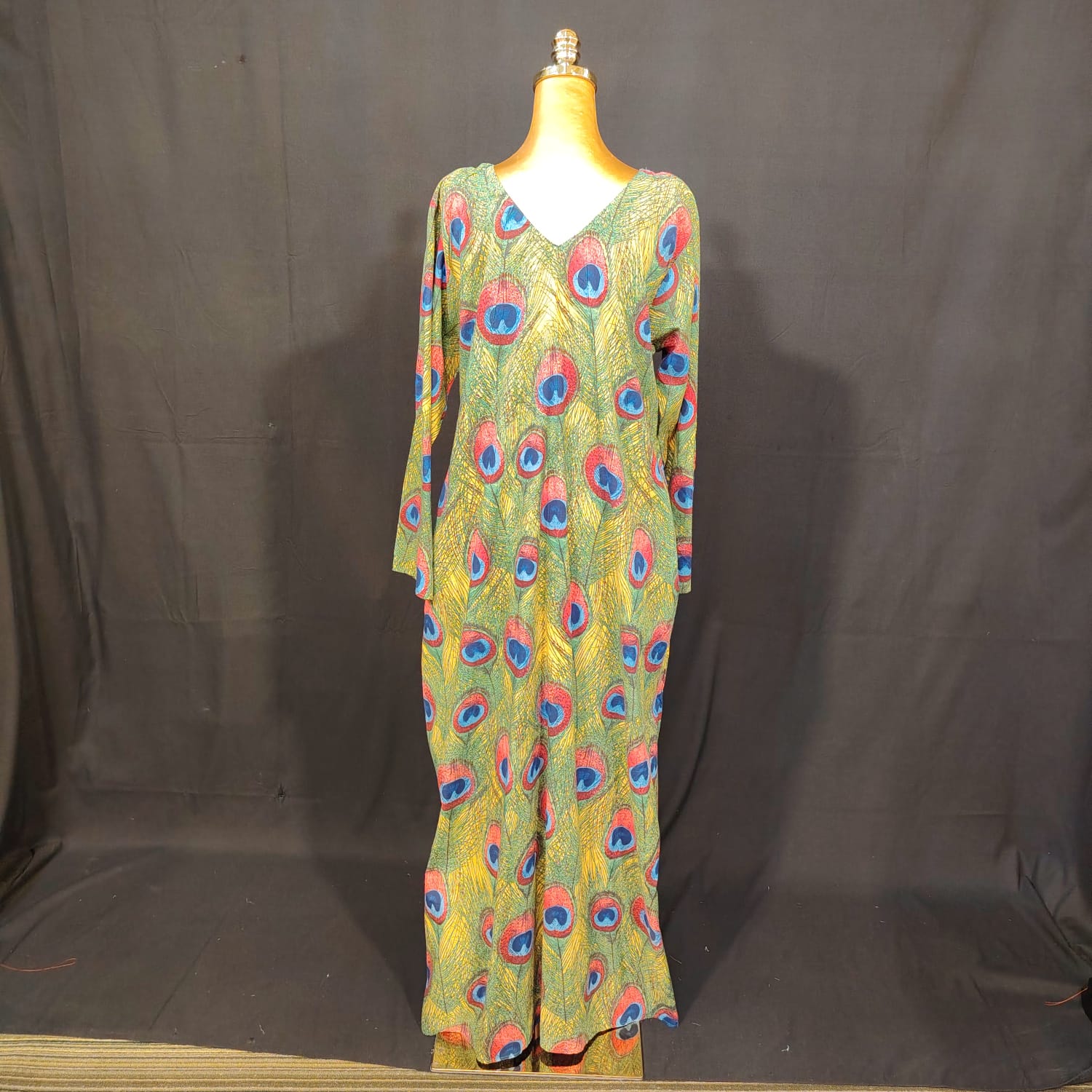 L-XL Khadija Cotton Printed Dress 57" Long Jalabiya