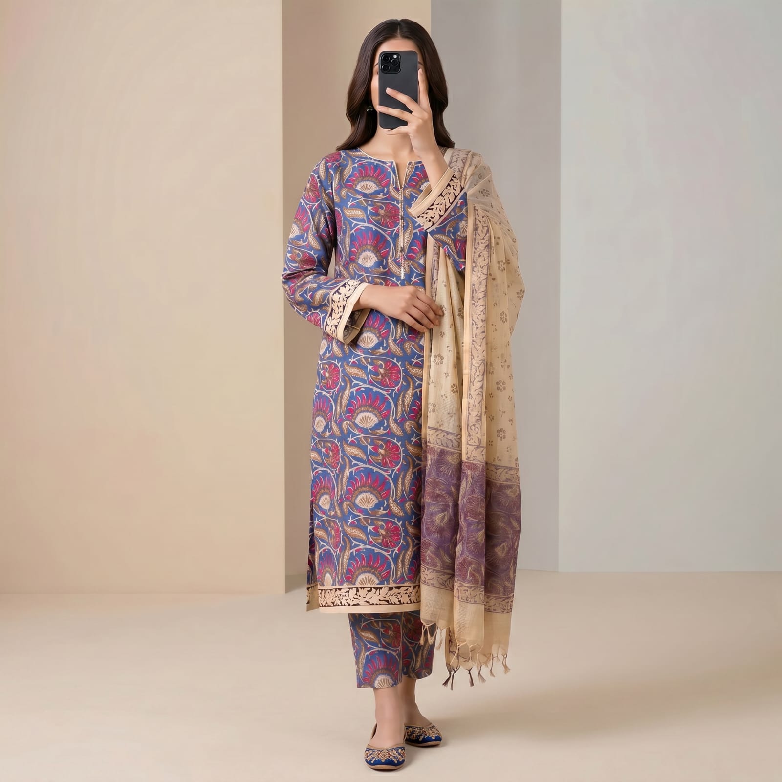 Luxury Premium Stitched Cotton Suit With Doriya Sheila