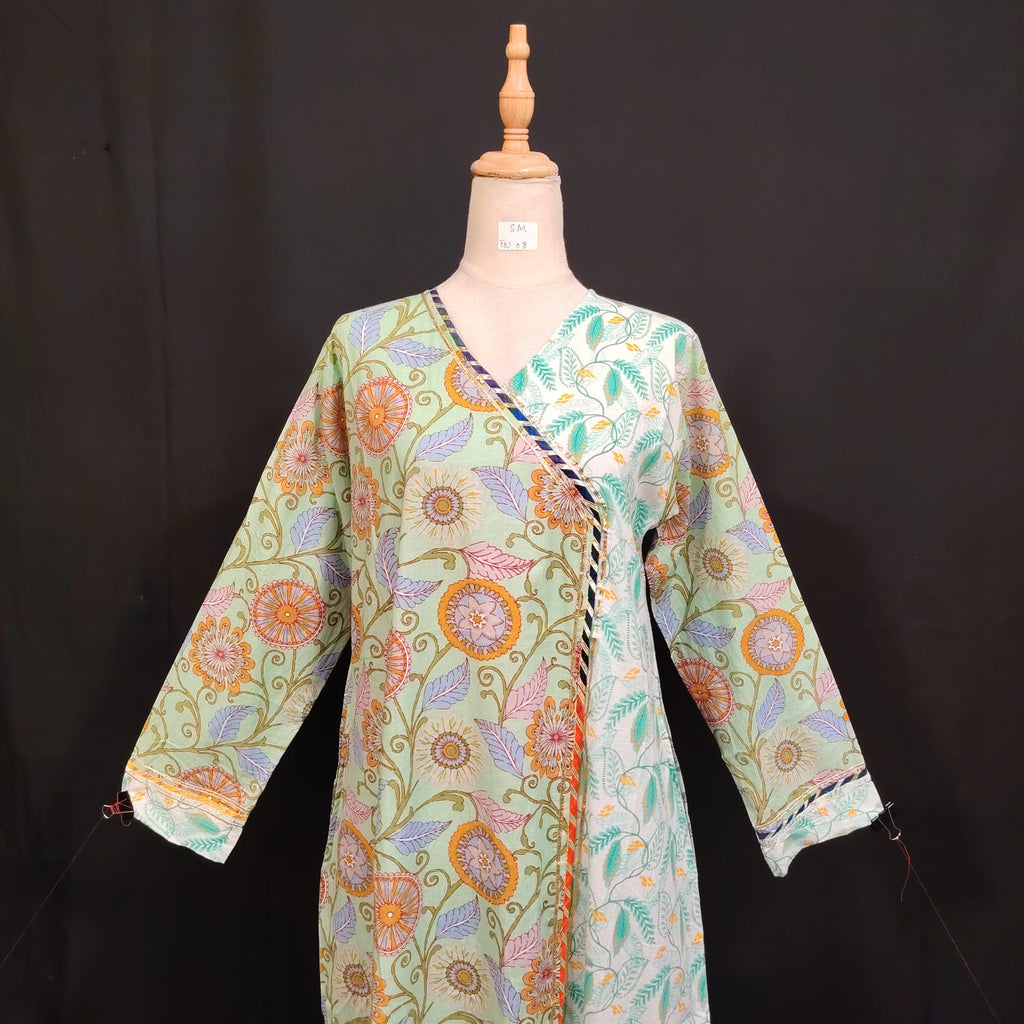 S-M Lupine Printed Cotton Dress 57" Long Jalabiya