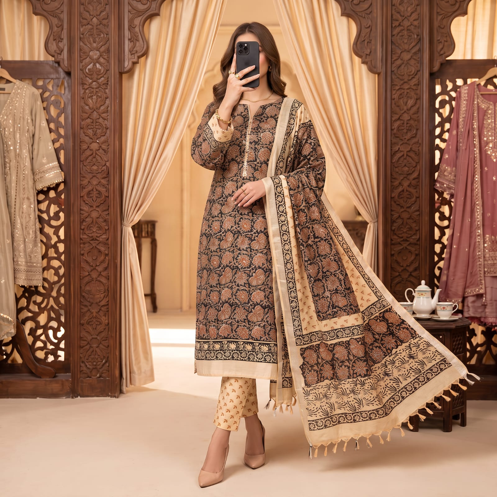 Premium Stitched Linen Suit With Linen Sheila L-401