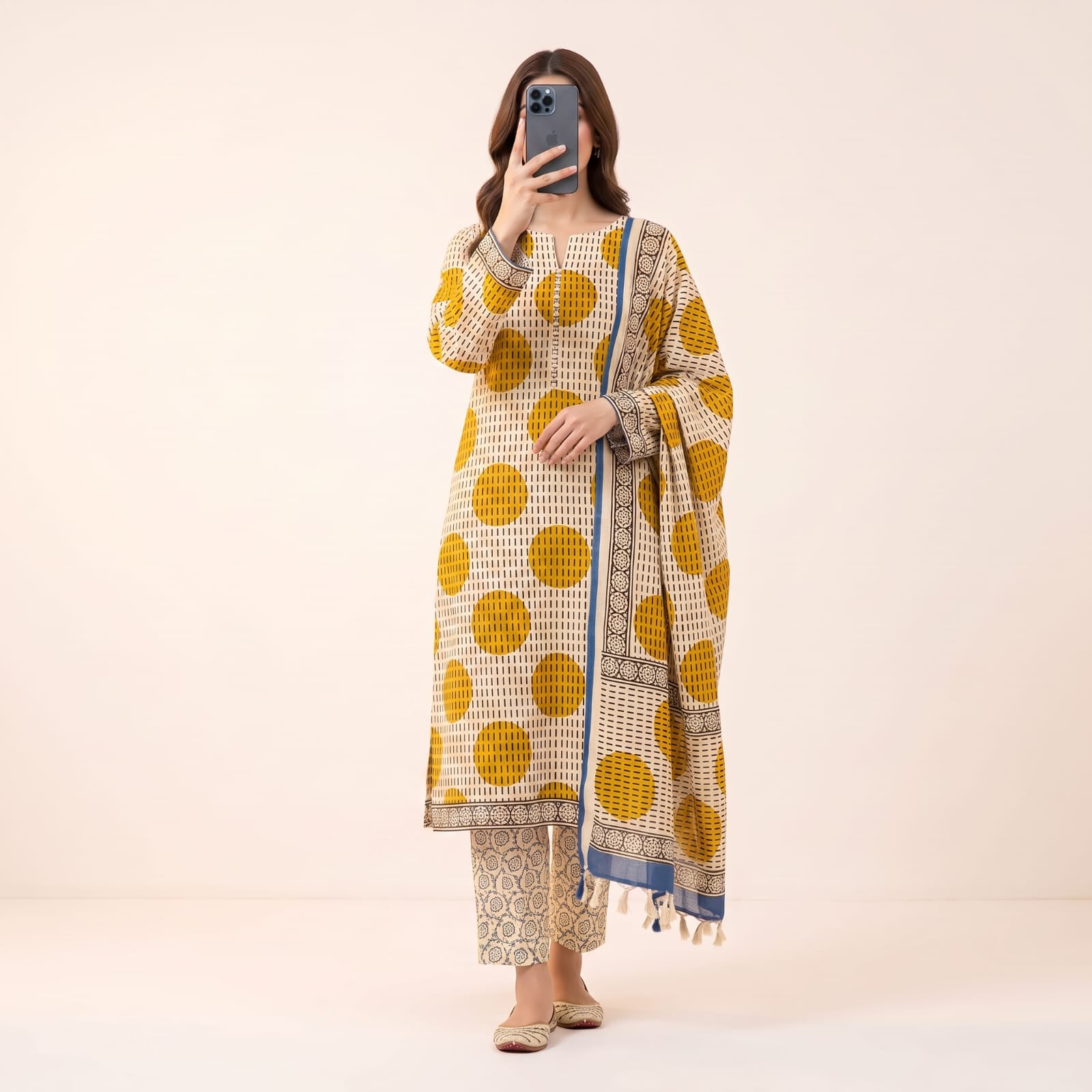 Premium Stitched Linen Suit With Linen Sheila L-701