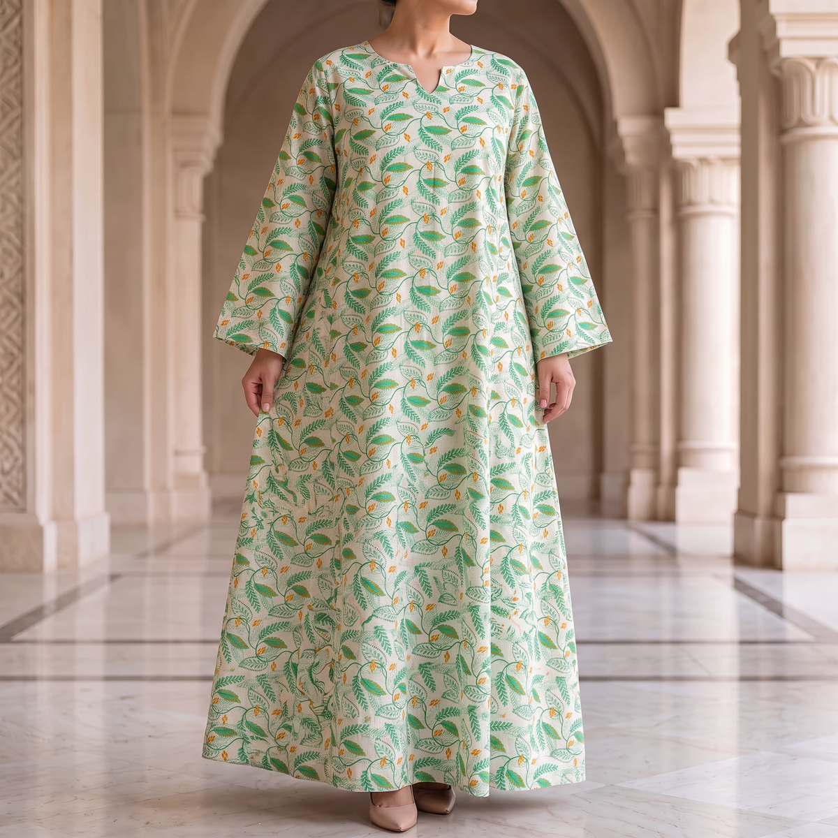 Areeba 100% Premium Indian Cotton Jalabiya – Women’s Long Dress.