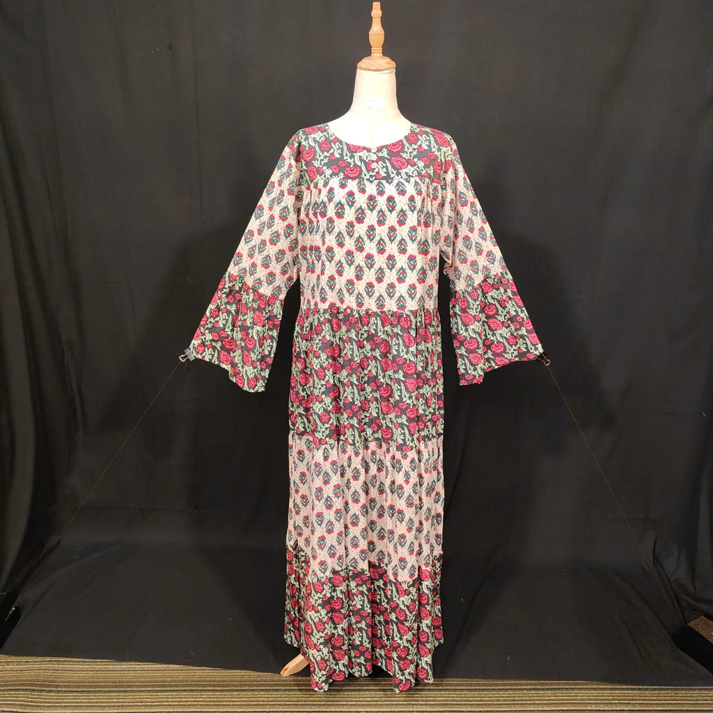 L-XL Moon Cotton Printed Dress 57" Long Jalabiya