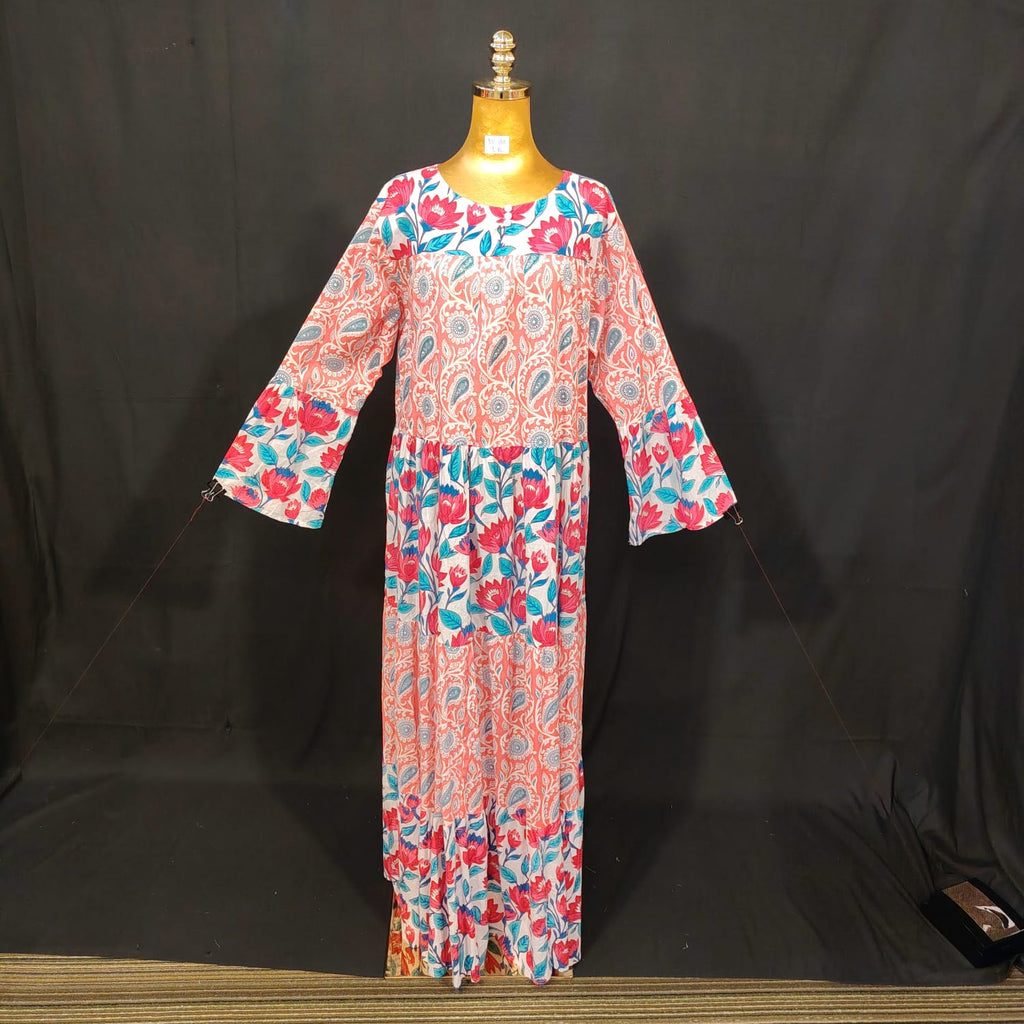 L-XL Moon Cotton Printed Dress 57" Long Jalabiya