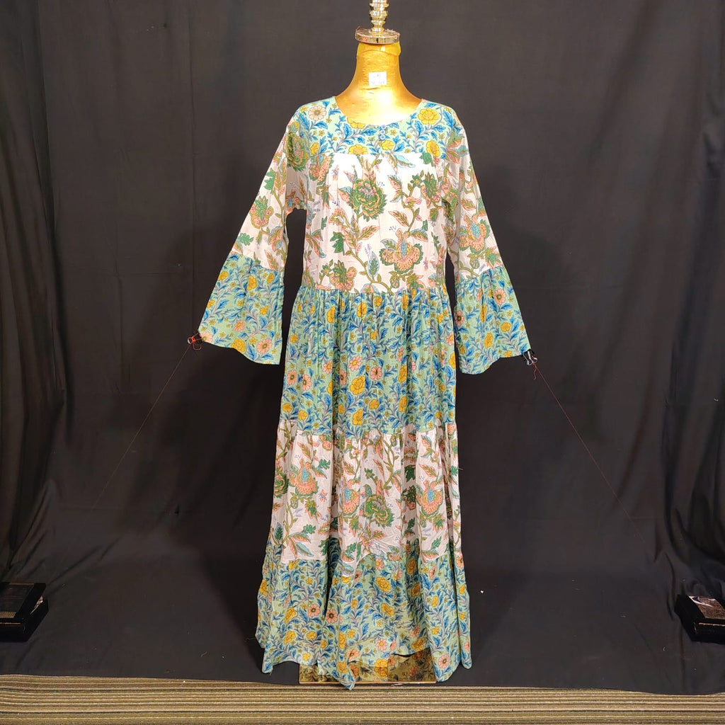 S-M Moon Cotton Printed Dress 57" Long Jalabiya