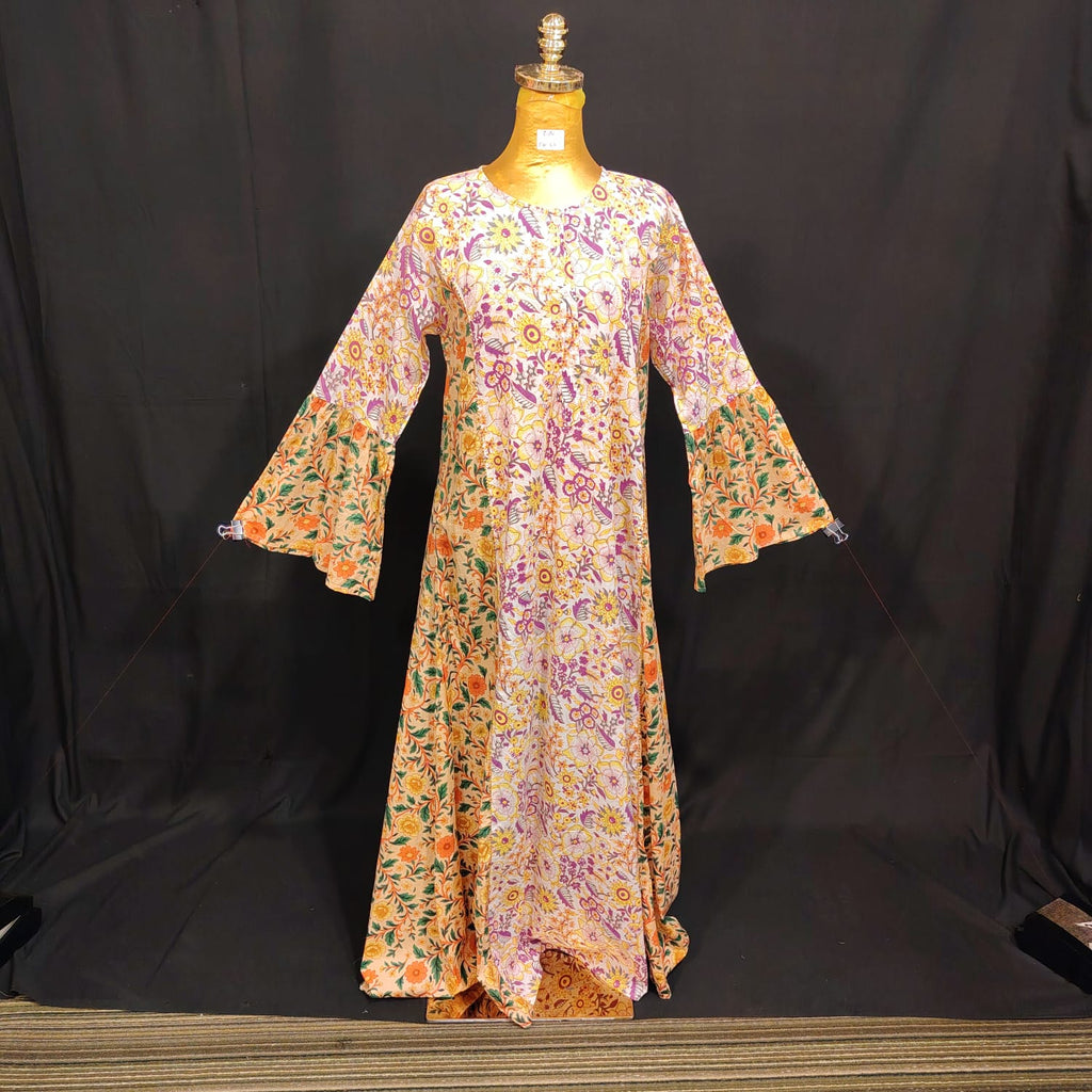 S-M Marry Cotton Printed Dress 57" Long Jalabiya