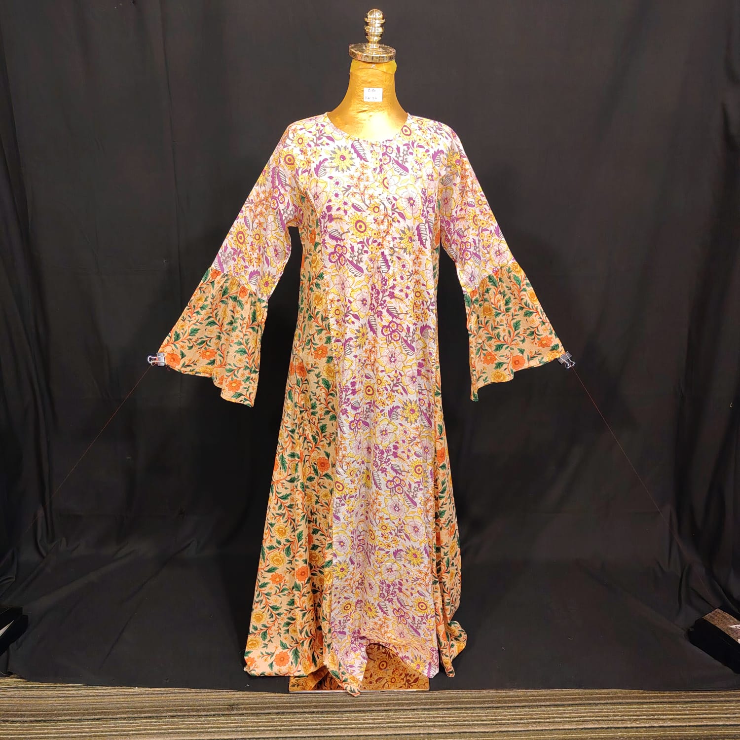 S-M Marry Cotton Printed Dress 57" Long Jalabiya