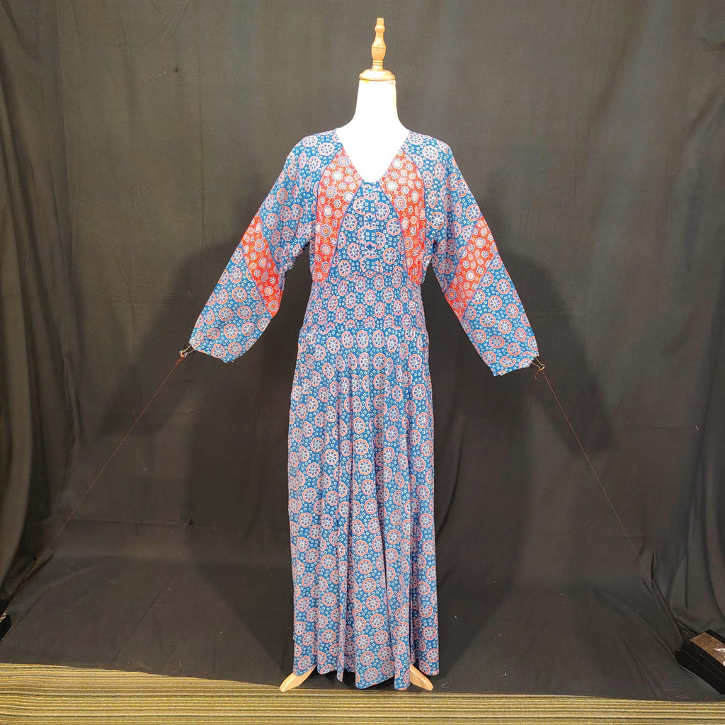 L-XL Mawiya Cotton Printed Dress 57" Long Jalabiya