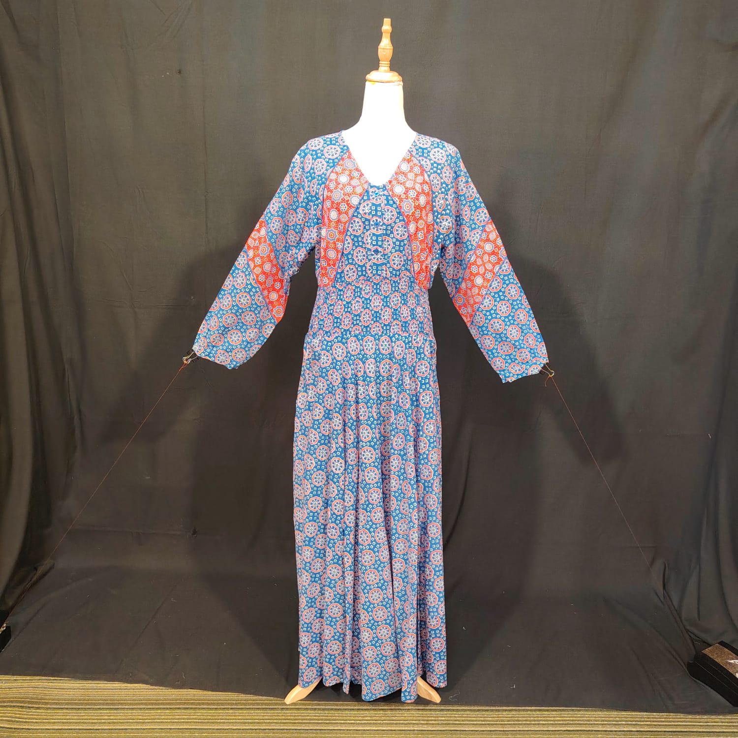 L-XL Mawiya Cotton Printed Dress 57" Long Jalabiya