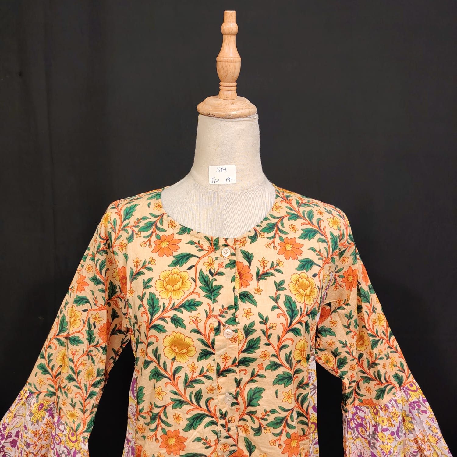 S-M Marry Printed Cotton Dress 57" Long Jalabiya