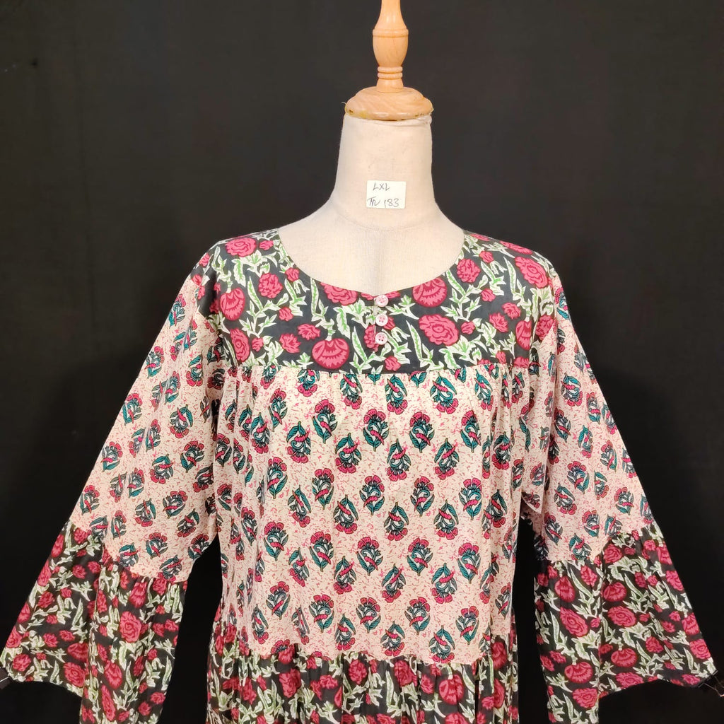 L-XL Moon Cotton Printed Dress 57" Long Jalabiya