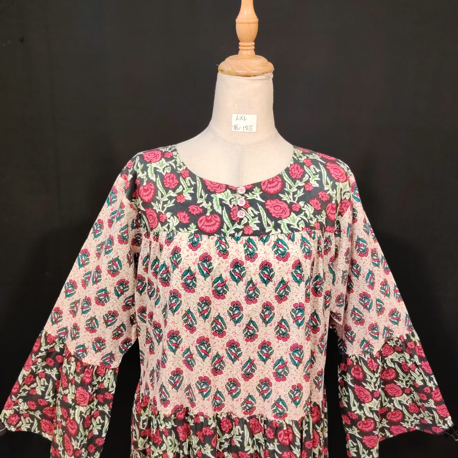 L-XL Moon Cotton Printed Dress 57" Long Jalabiya