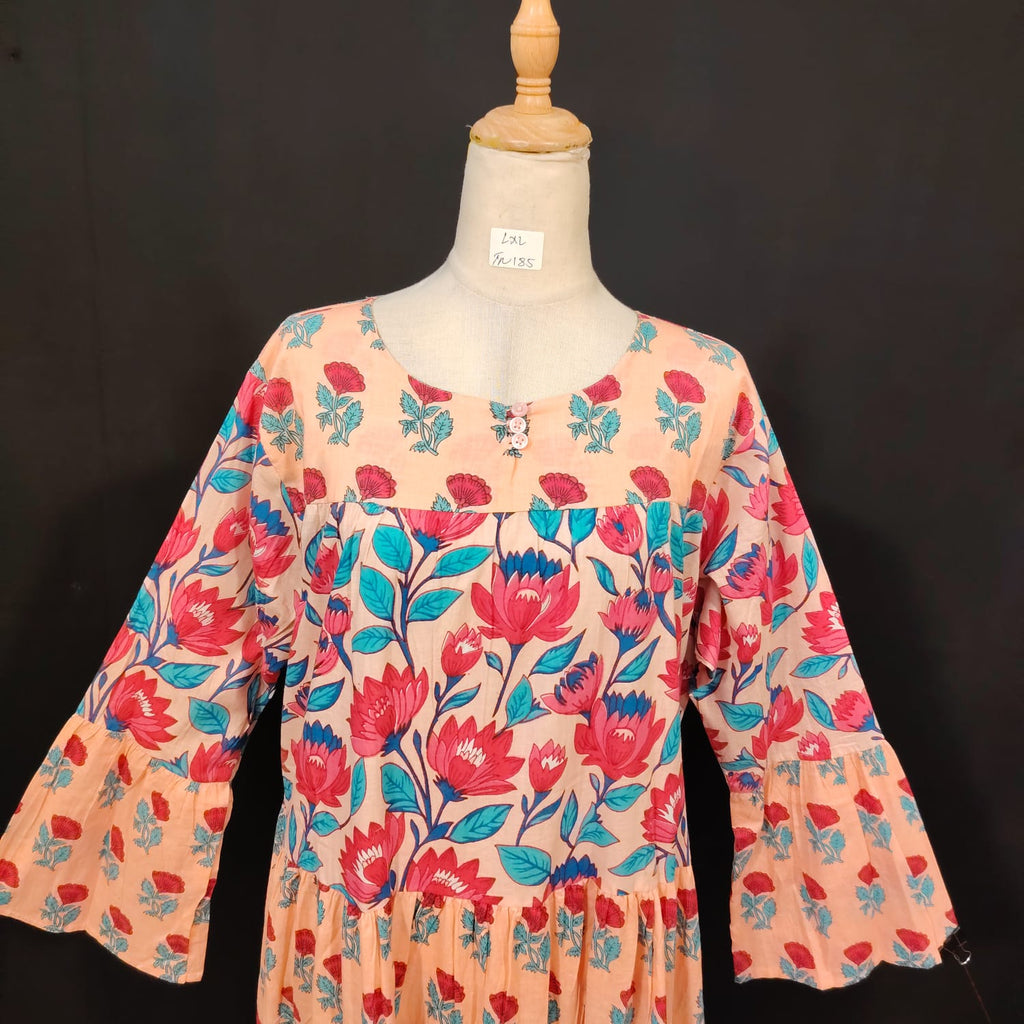 L-XL Moon Cotton Printed Dress 57" Long Jalabiya