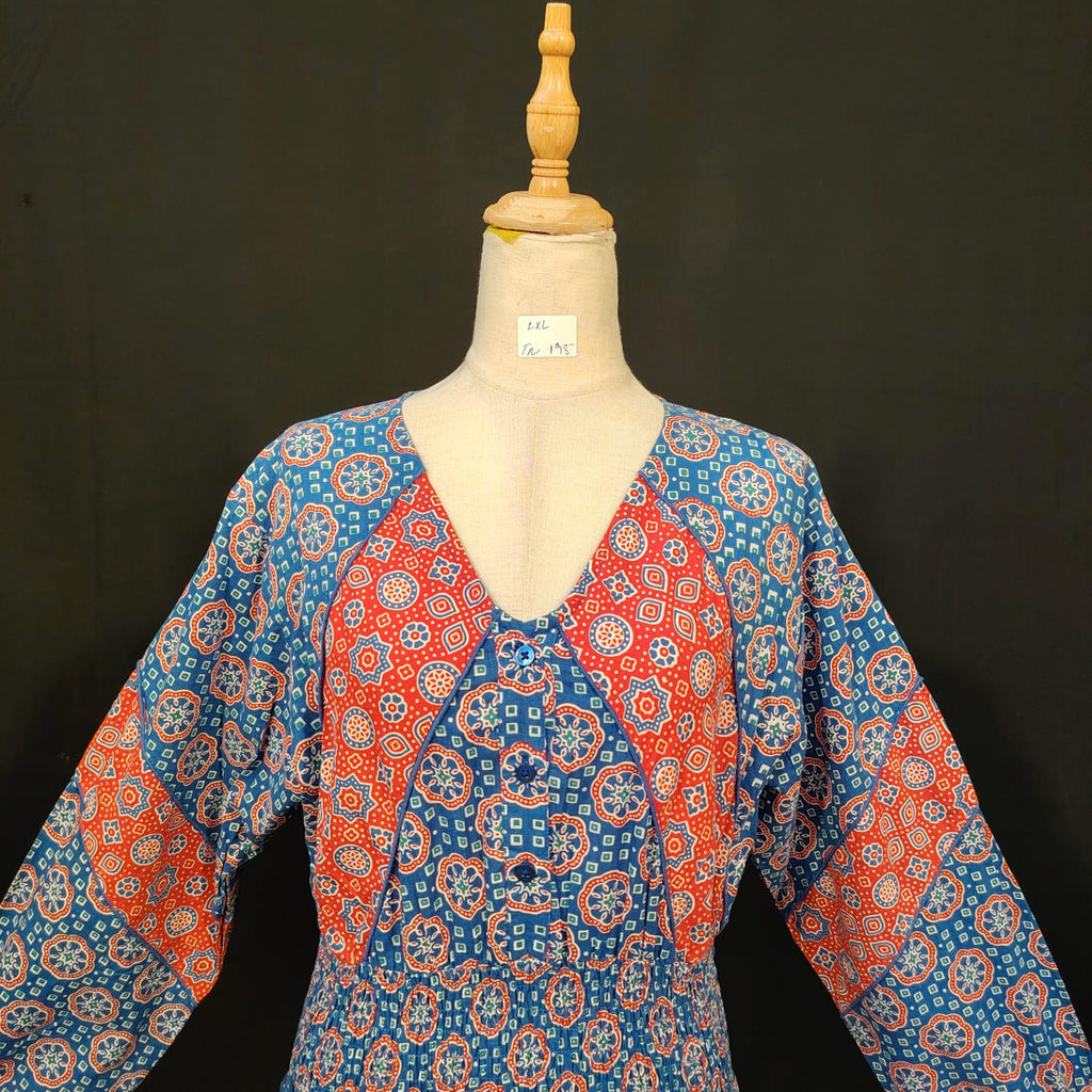L-XL Mawiya Cotton Printed Dress 57" Long Jalabiya