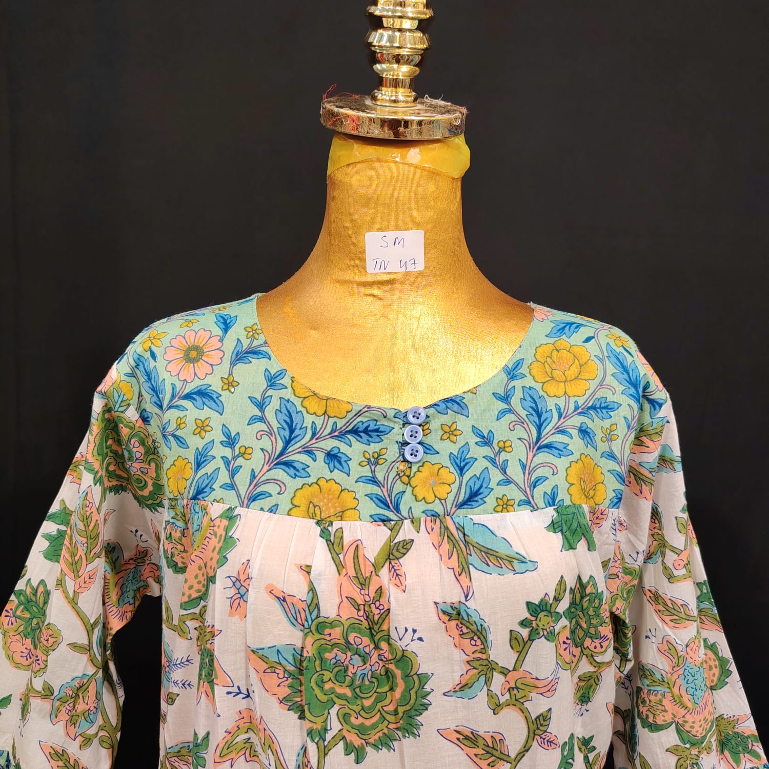 S-M Moon Cotton Printed Dress 57" Long Jalabiya