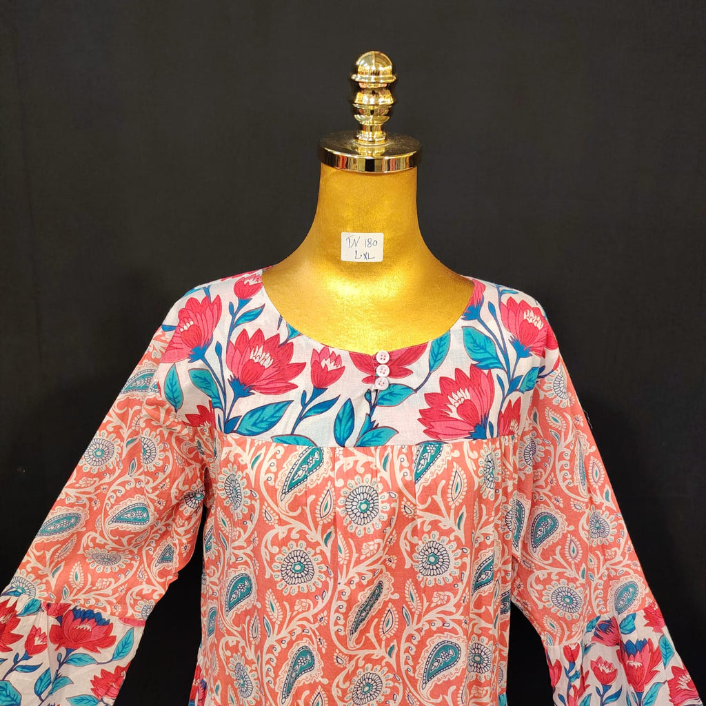 L-XL Moon Cotton Printed Dress 57" Long Jalabiya