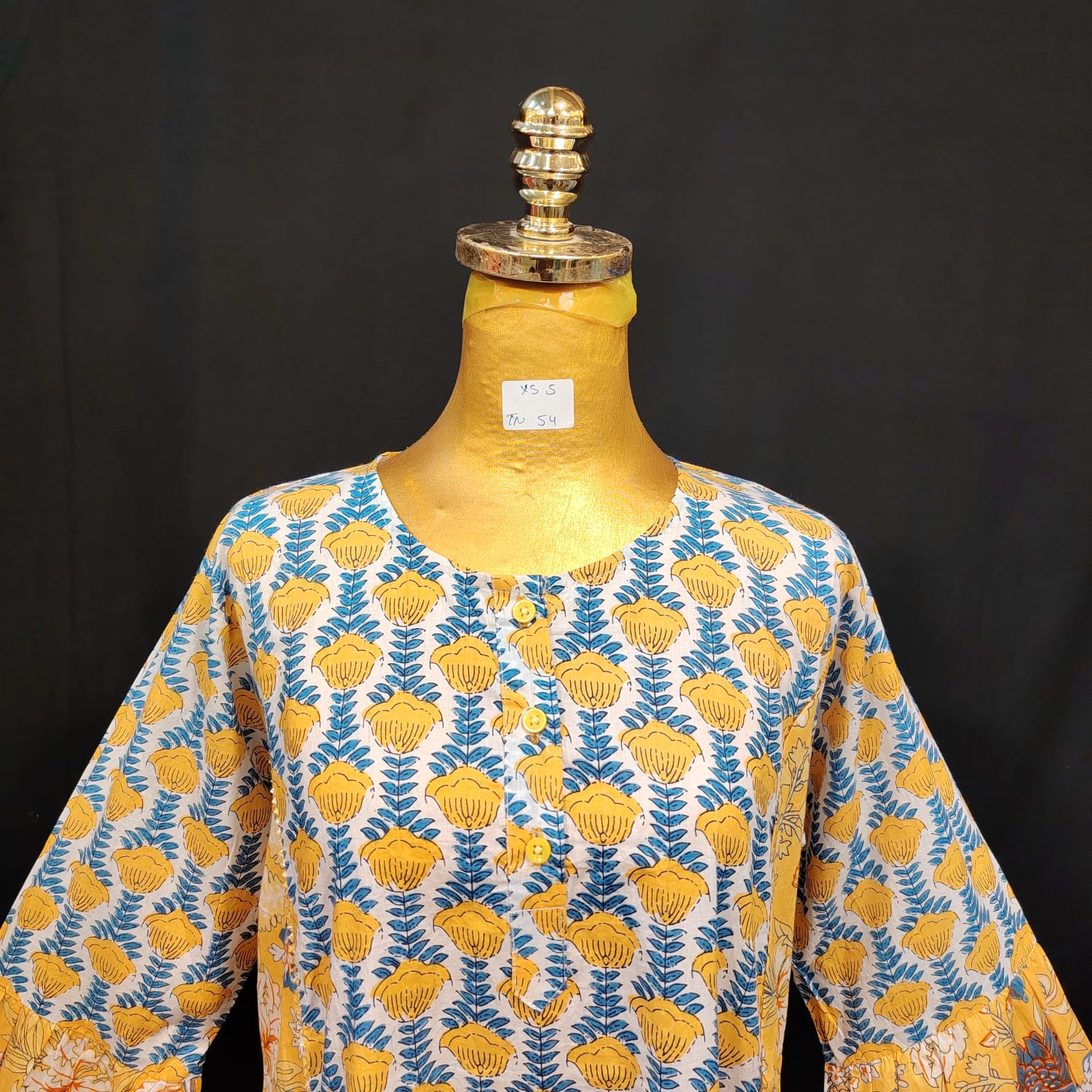 XS-S Saida Cotton Printed Dress 54" Long Jalabiya