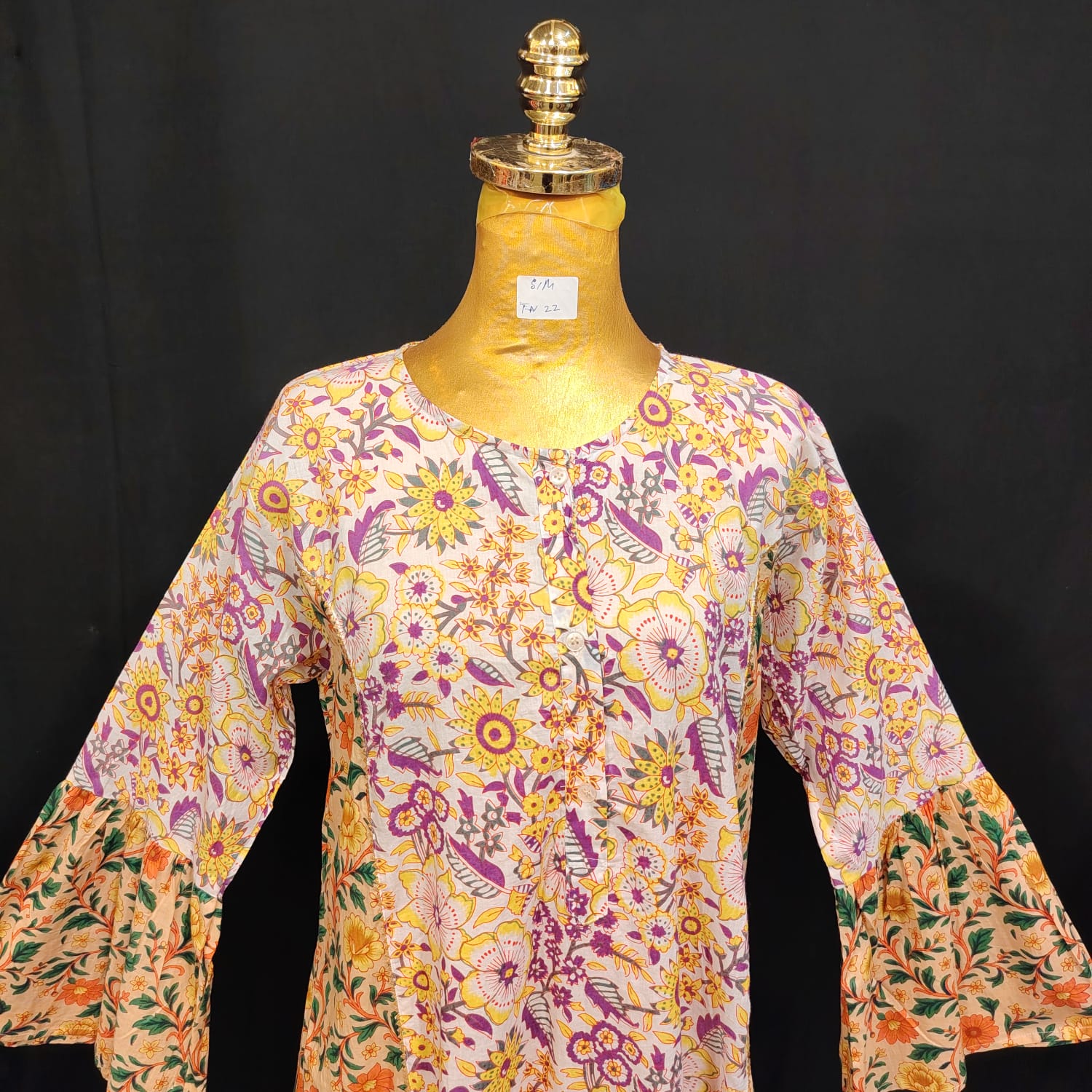 S-M Marry Cotton Printed Dress 57" Long Jalabiya