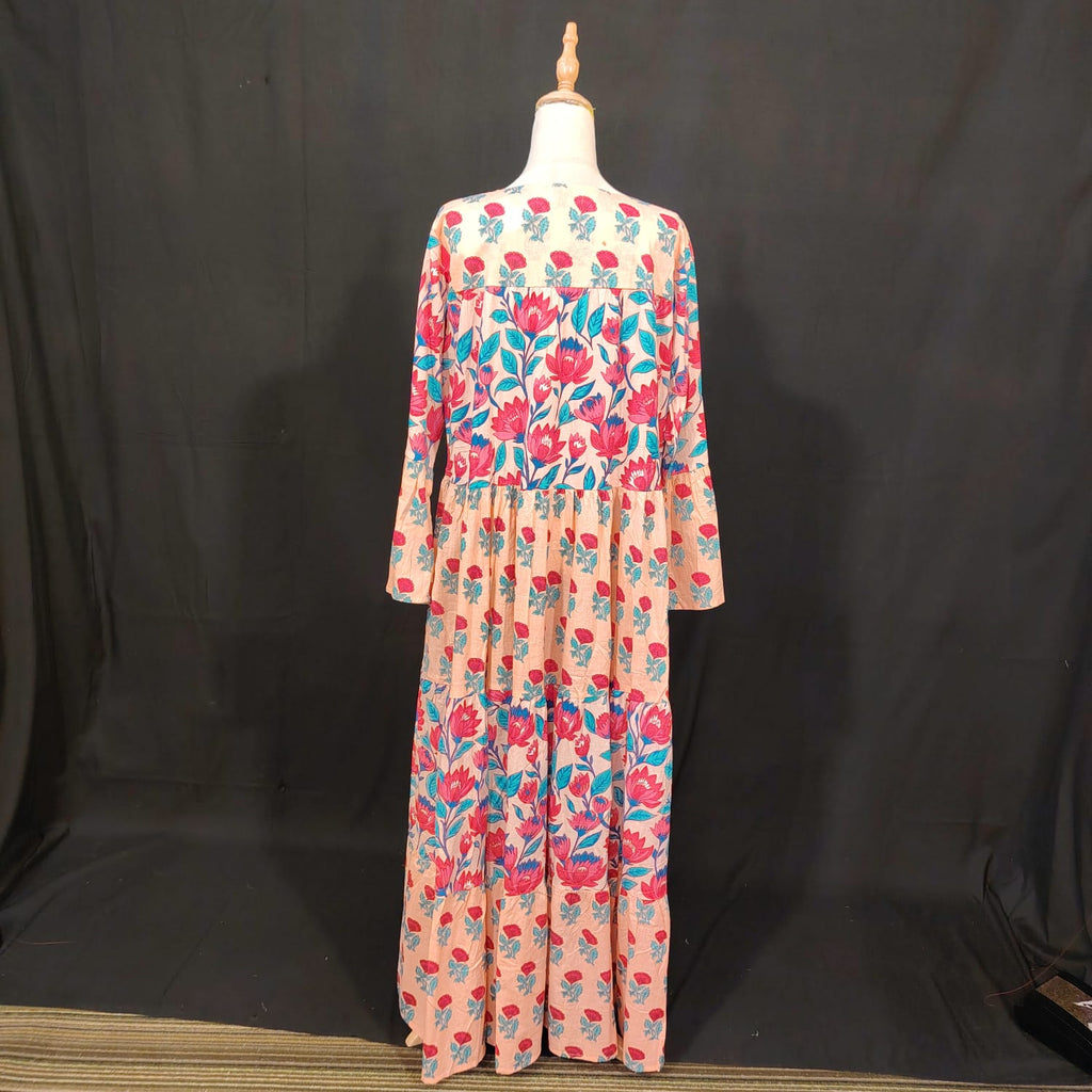 L-XL Moon Cotton Printed Dress 57" Long Jalabiya