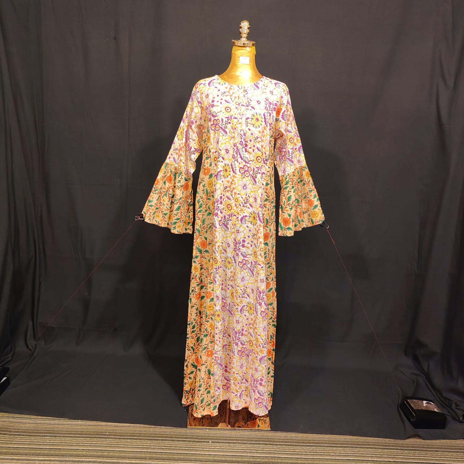 S-M Marry Printed Cotton Dress 57" Long Jalabiya