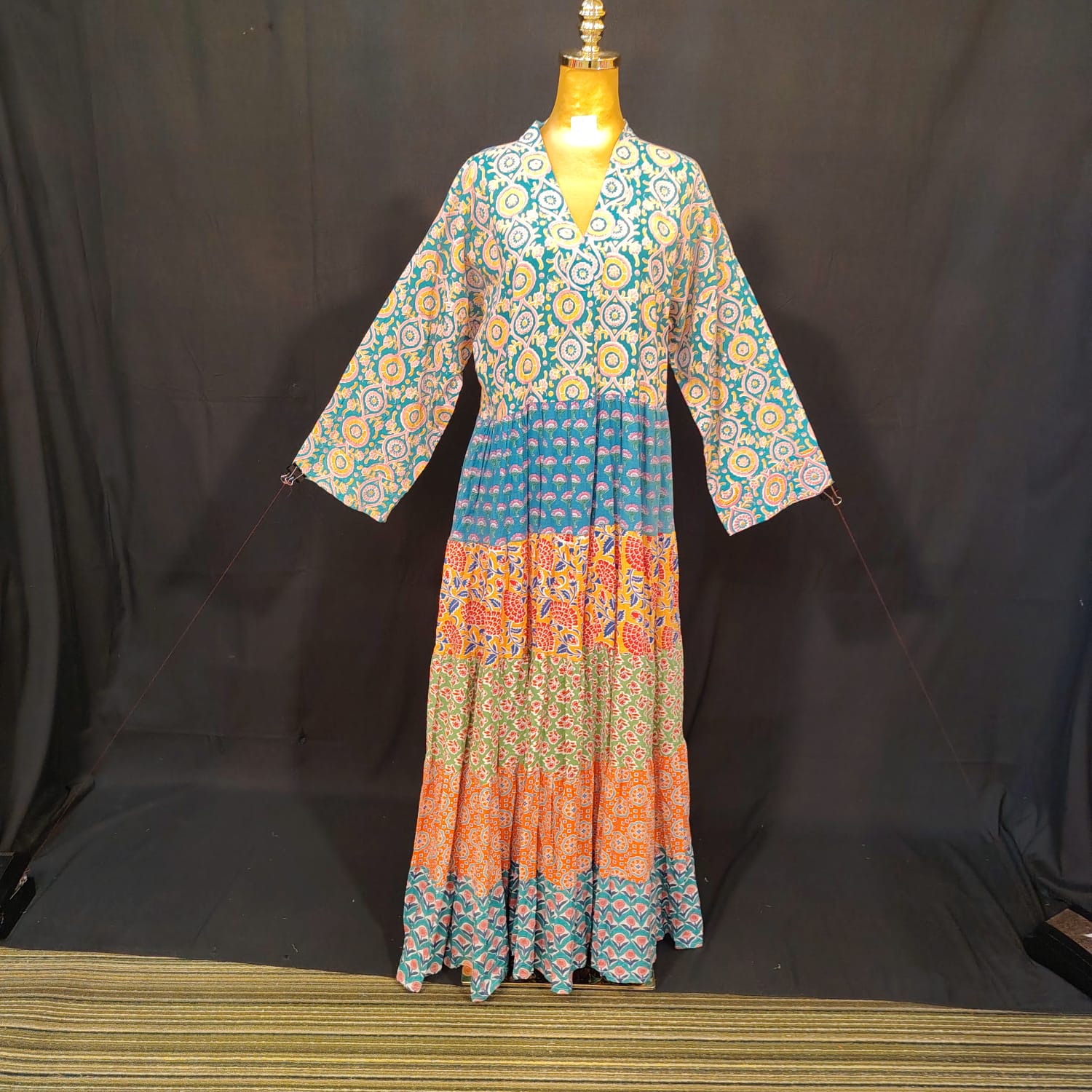 L-XL Maldives Cotton Printed Dress 57" Long Jalabiya