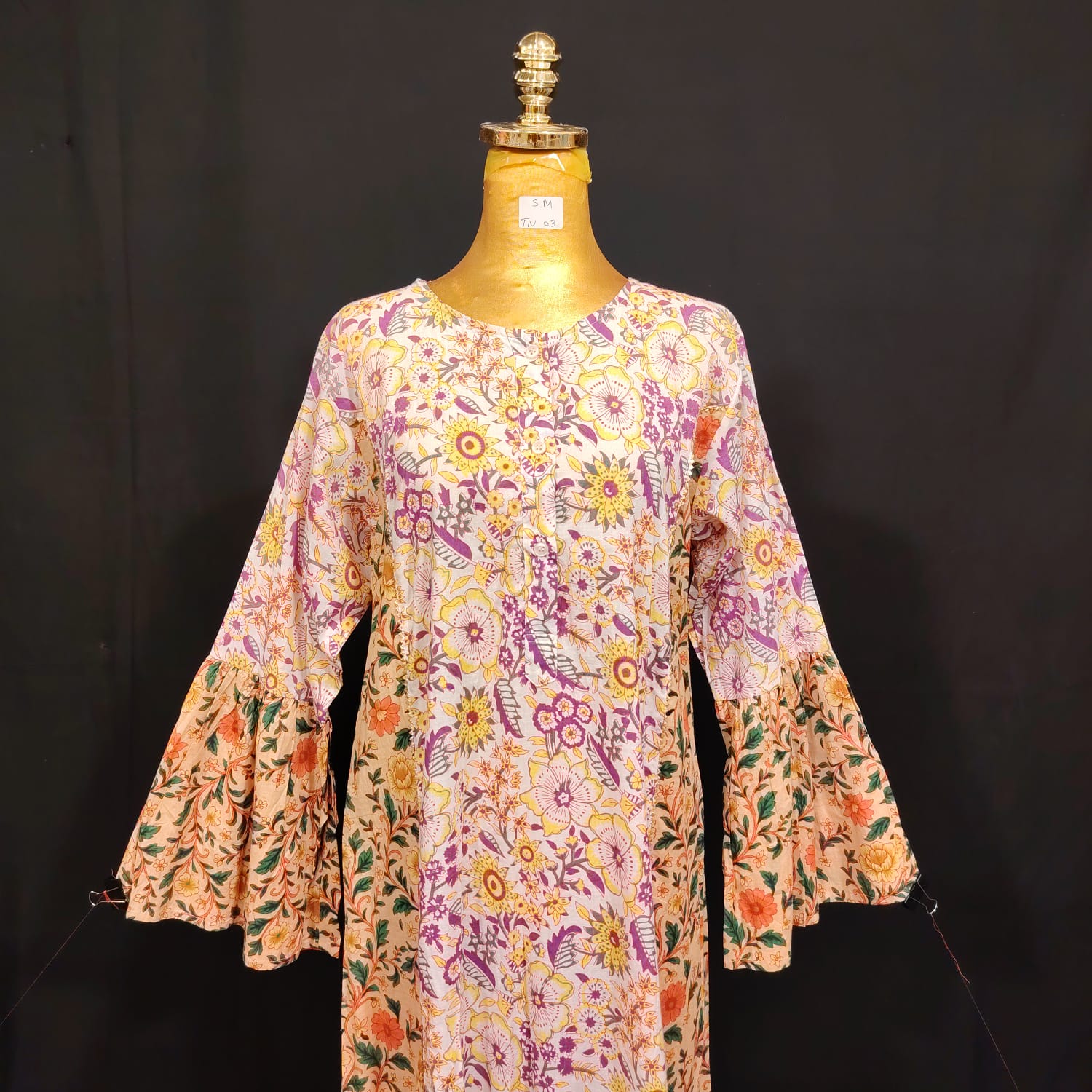 S-M Marry Printed Cotton Dress 57" Long Jalabiya