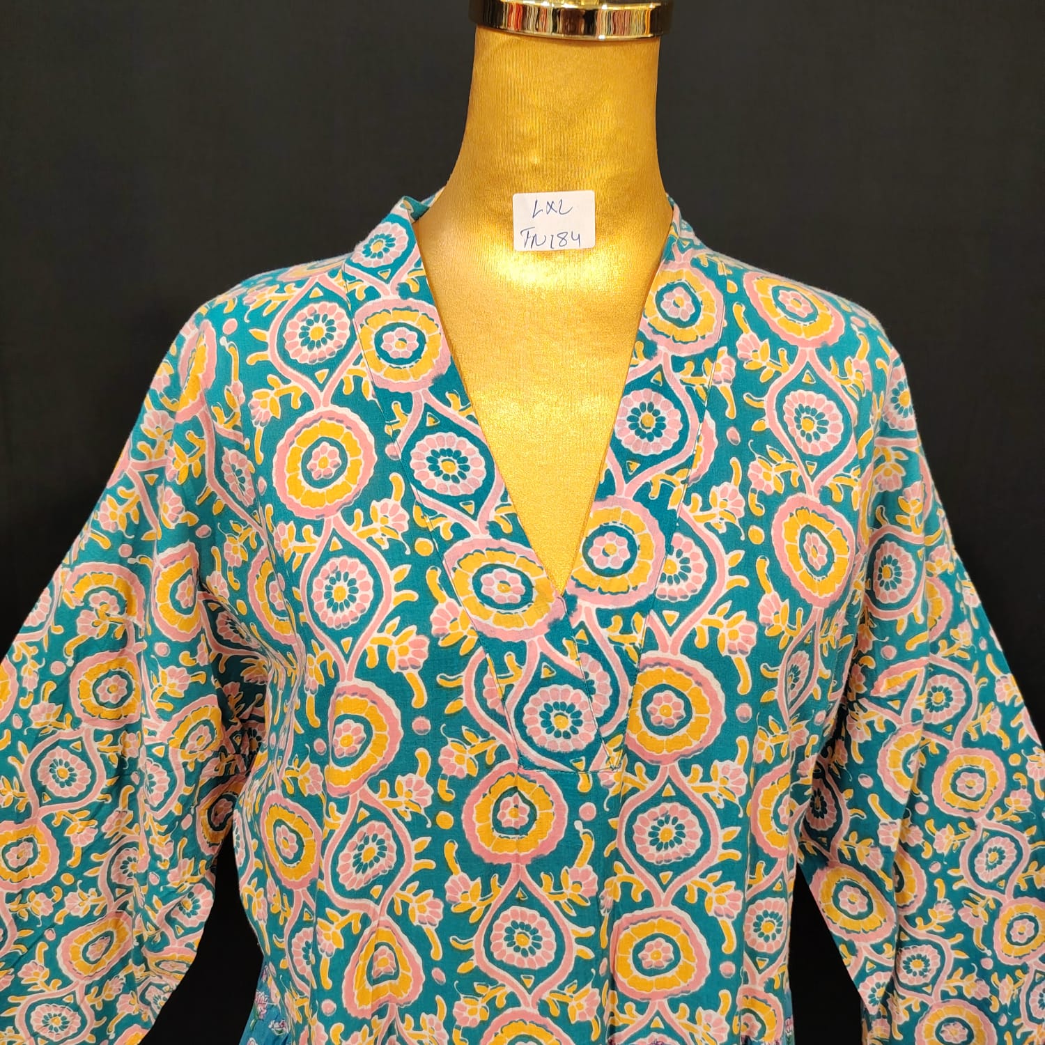 L-XL Maldives Cotton Printed Dress 57" Long Jalabiya