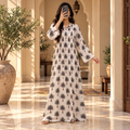 S/M Sparrow Crystal Printed Cotton Long Dress Jalabiya – 57